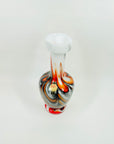 1970s ITALIAN EMPOLI CASED WHITE GLASS ORANGE SWIRLS VASE
