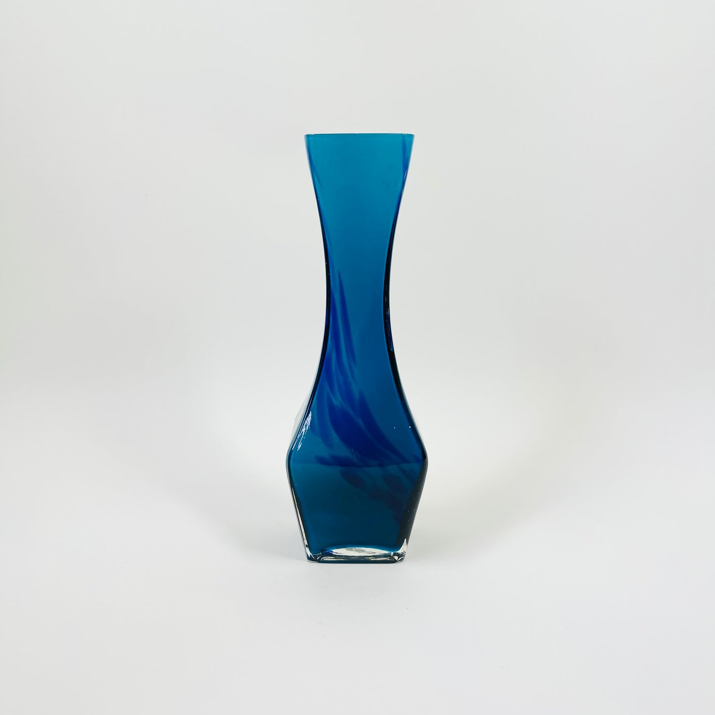 1970s JAPANESE CASED BLUE END OF DAY GLASS POSY VASE