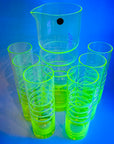 MIDCENTURY FINNISH URANIUM GLASS JUG SET BY NANNY STILL FOR RIIHIMAEN LASI