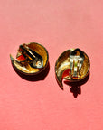 70s GREEN ENAMEL SHELL EARRINGS
