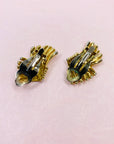 1950s RIBBED BOW KNOT CLIP ON EARRINGS