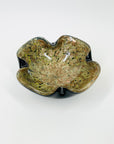 1950s CASED TURRINE BLACK GOLD MURANO GLASS PINCHED BOWL/ASHTRAY WITH AVENTURRINE