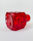 1950s RED Cube GLASS VASE BY ERKKITAPIO SIROINEN FOR RIIHIMÄEN LASI FINLAND