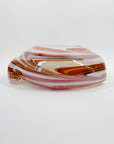 1970s JAPANESE ORANGE SWIRLS CASED WHITE GLASS PINCHED BOWL