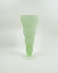 1960s JAPANESE LIME GREEN SATIN GLASS FOOTED HOOP VASE