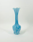 1970s JAPANESE CASED BLUE END OF DAY GLASS RUFFLE RIM VASE