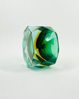 1940s GREEN BLUE GOLD AMBER MURANO MANDRUZZATO SOMMERSO DIAMOND FACETED GLASS BOWL/ASHTRAY