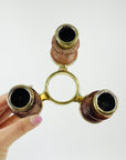 1960s SCANDINAVIAN WOOD BRASS CANDLE HOLDER