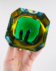1950s FACETED MURANO GREEN BLUE GOLD GEODE BOWL