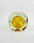 XL 1960s GOLD AMBER MURANO SOMMERSO FACETED GLASS BLOCK VASE