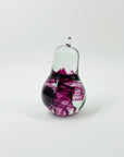 1990s PINK SWIRLS ABSTRACT GLASS PEAR PAPERWEIGHT