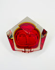 1950s FACETED MURANO RED YELLOW GEODE BOWL
