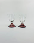 1950s ETCHED STAR PURPLE BASE SHERRY/PORT GLASSES