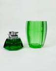1950s FACETED GREEN GLASS LIGHTER BOX