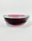 1960s PINK TURQUOISE SOMMERSO FACETED GEODE GLASS BOWL