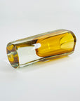 XL 1960s GOLD AMBER MURANO SOMMERSO FACETED GLASS BLOCK VASE