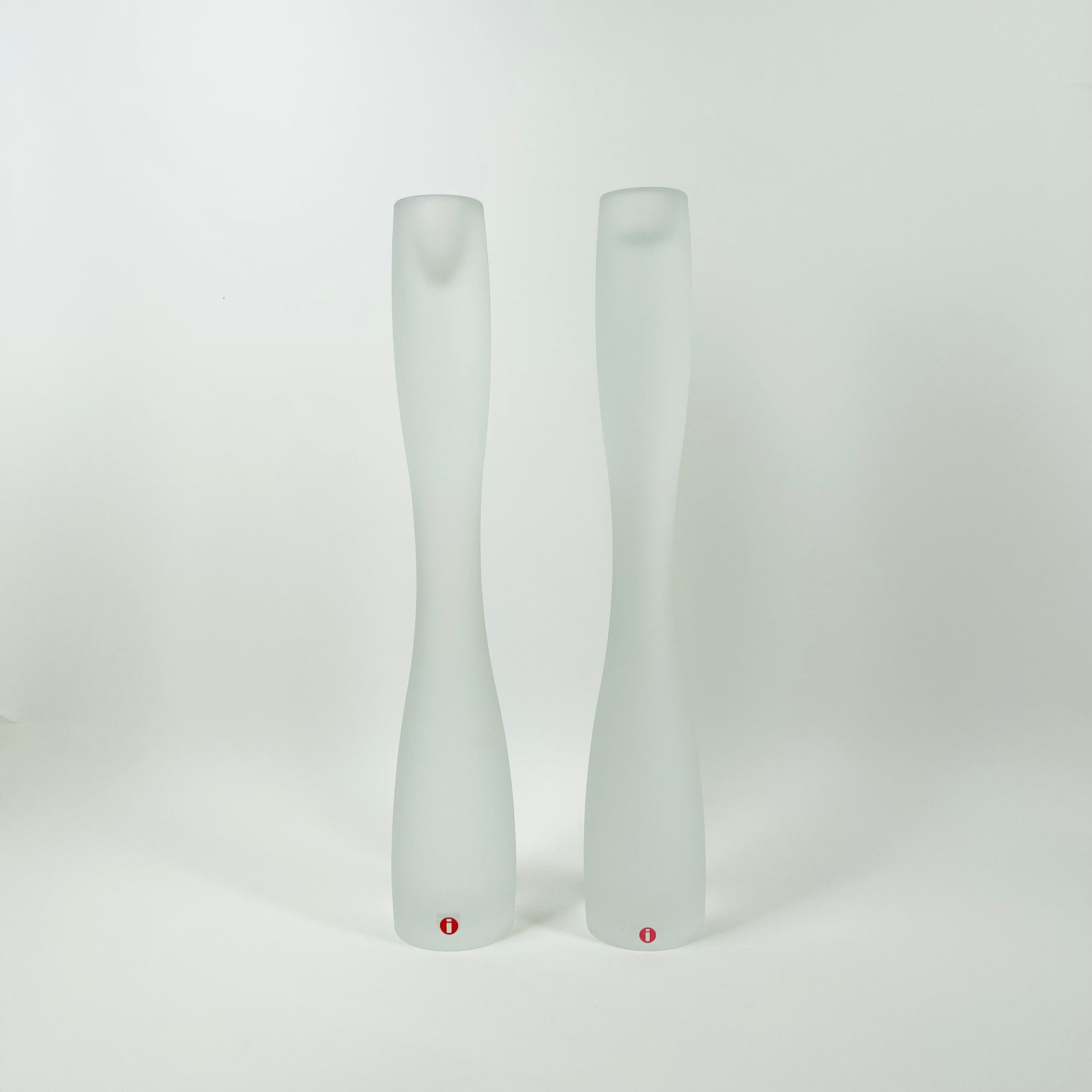 VINTAGE IITTALA FROSTED GLASS CANDLE HOLDERS