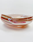 1970s JAPANESE ORANGE SWIRLS CASED WHITE GLASS PINCHED BOWL
