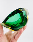 1950s MURANO MANDRUZZATO GREEN YELLOW SOMMERSO DIAMOND FACETED GLASS BOWL