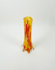 1970s JAPANESE RED ORANGE SPATTER GLASS POSY TOWER VASE