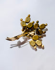 ANTIQUE ART DECO CUT GLASS BOUQUET BRASS BROOCH