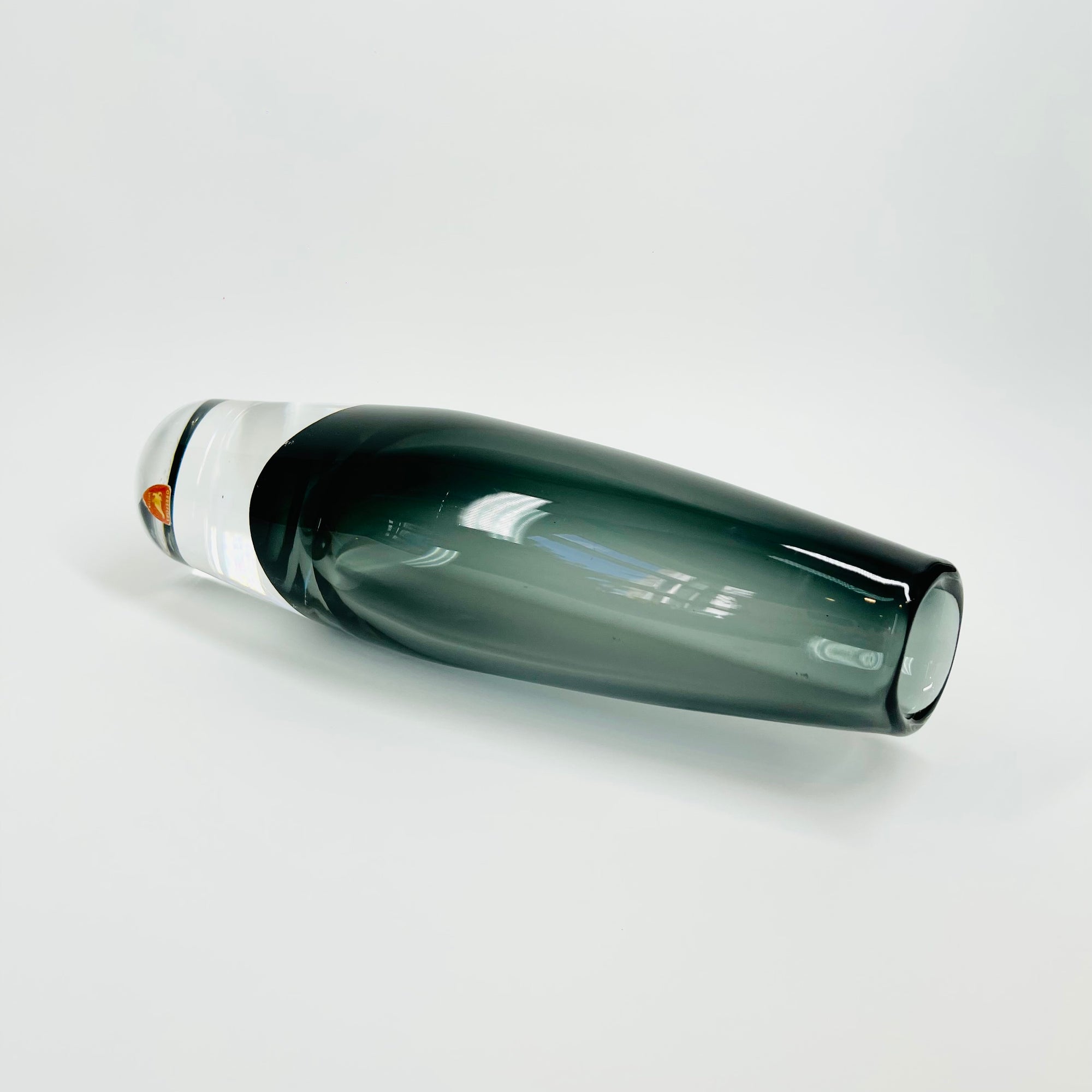 1960s SMOKEY GREY SOMMERSO GLASS VASE BY NILS LANDBERG FOR ORREFORS