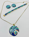 70s BARCS BLUE TURQUOISE ENAMEL NECKLACE SUITE
