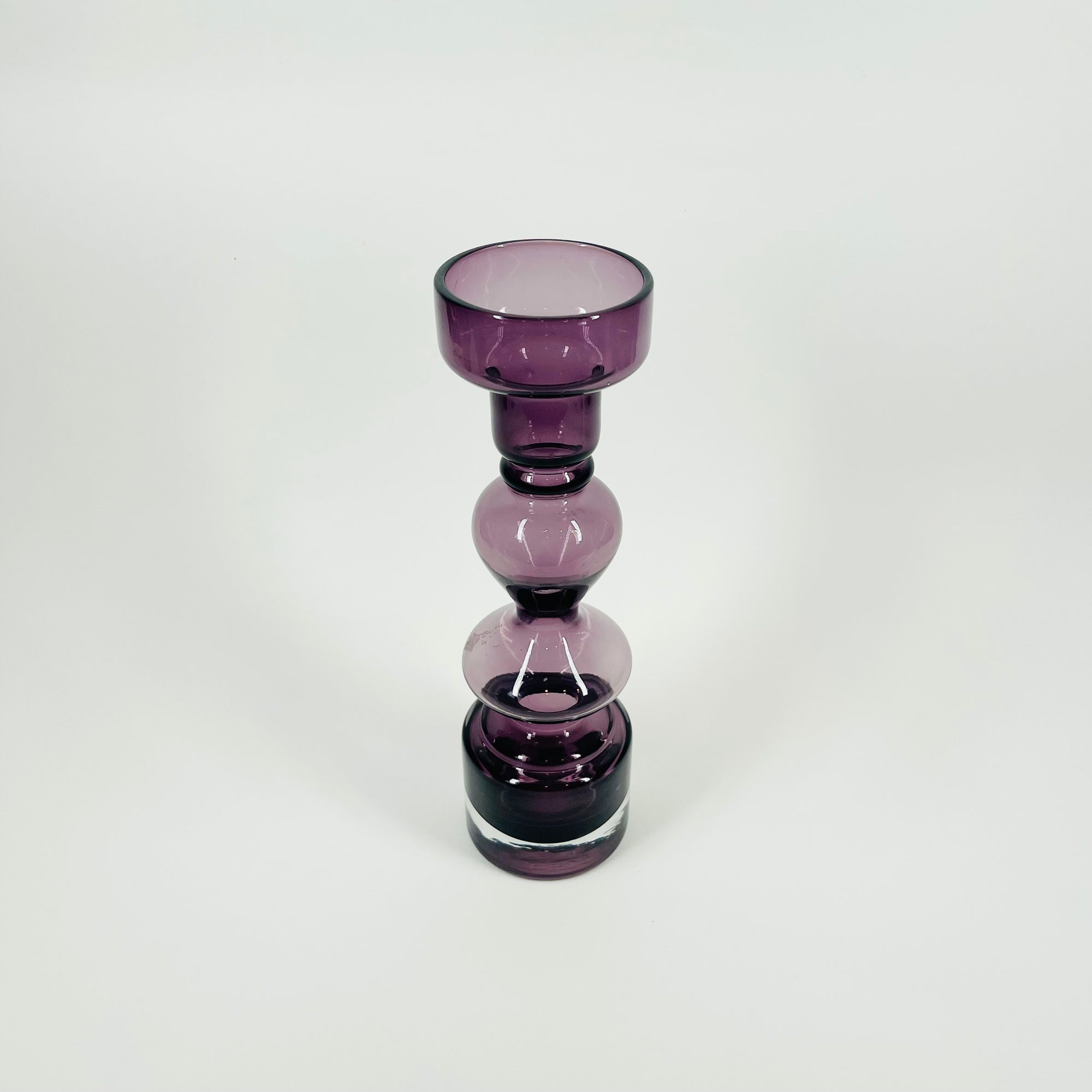 1960s SWEDISH ASEDA PURPLE SOMMERSO GLASS CANDLE HOLDER/POSY VASE