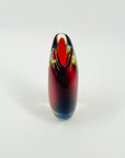 SIGNED 1950s ITALIAN MURANO HARLEQUIN SOMMERSO GLASS MINI SWUNG VASE