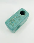1980s TEAL GREEN POTTERY IKEBANA VESSEL BY JONATHAN ADLER