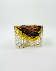 1960s BROWN PURPLE AMBER TEXTURED MURANO SOMMERSO FACETED GLASS BLOCK BOWL/ASHTRAY