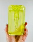 ART DECO URANIUM GLASS NUDE PIN DISH/ASHTRAY