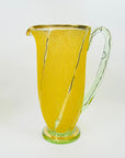 ANTIQUE ART DECO CRACKLED URANIUM GLASS JUG SET