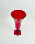 ANTIQUE ITALIAN MURANO RUBY RED GLASS FOOTED POSY VASE