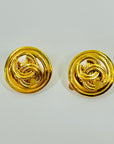 1994 CHANEL CC GOLD LOGO BUTTON CLIP ON EARRINGS
