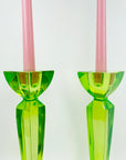 ART DECO URANIUM GLASS CANDLE STICKS