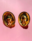 1980s OVAL FILIGREE PEARL CLIP ON EARRINGS
