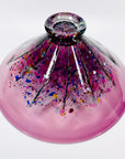 1990s AUSTRALIAN MOUTH BLOWN PINK PURPLE SPATTER ART GLASS BOWL BY MATT LARWOOD