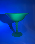 ANTIQUE ART DECO WALTHER & SOHNE SATIN URANIUM GLASS COMPORT