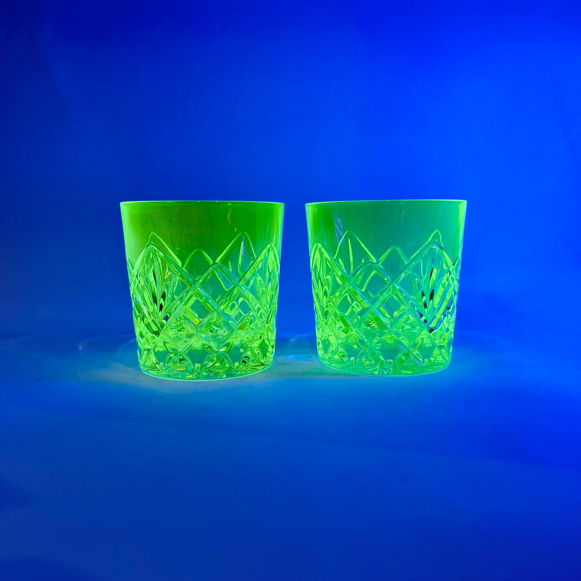 ANTIQUE URANIUM GLASS WHISKEY SET