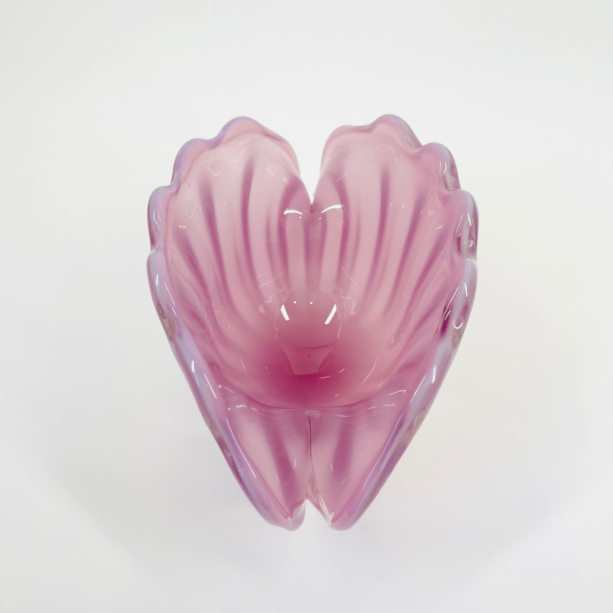 1950s PINK MURANO OPALINE GLASS CLAM SHELL BOWL