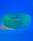LARGE ANTIQUE GREEN DEPRESSION URANIUM GLASS ROUND FLOWER FROG