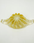 1940s BAROVIER GOLD SOMEMRSO GLASS BOWL WITH SCROLL HANDLES