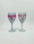 1970s PINK TIE DYE SATIN WINE GLASSES