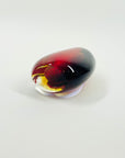 SIGNED 1950s ITALIAN MURANO HARLEQUIN SOMMERSO GLASS MINI SWUNG VASE