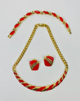 80s BARCS RED ENAMEL NECKLACE SUITE