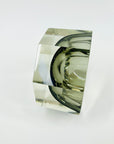 1950s SMOKY GREY MURANO MANDRUZZATO SOMMERSO FACETED GLASS HEXAGON BOWL