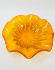 1970s JAPANESE MANDARIN ORANGE GLASS FLOWER BOWL