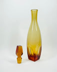 ANTIQUE ART DECO HAND CUT MOSER AMBER CRYSTAL DECANTER SET