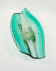 1950s MURANO TURQUOISE BLUE GLASS BOWL/ASHTRAY WITH CONTROLLED BUBBLES